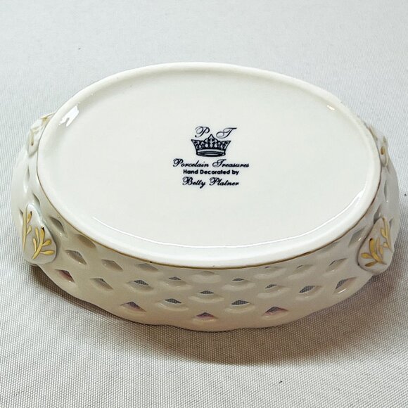 Porcelain Treasures Hand-Painted Reticulated Petite Basket by Betty Platner - Picture 8 of 9
